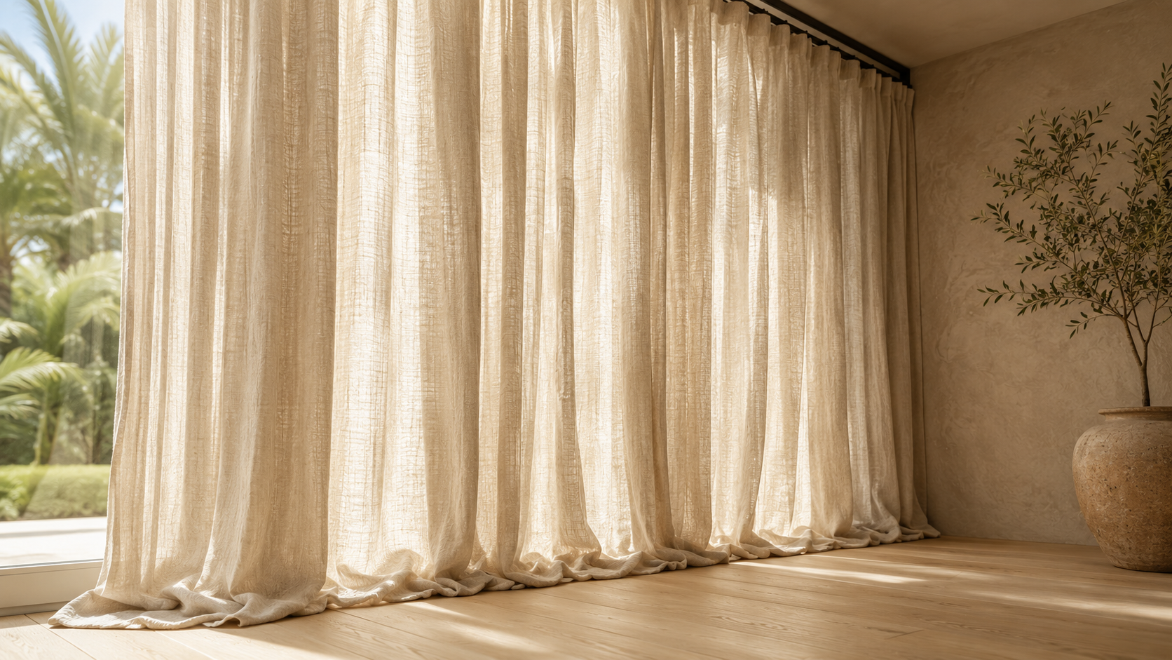 Sheer Oatmeal Drapes